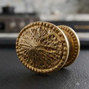 Antique Brass Ornate Oval Cabinet Knob: Vintage Floral Drawer Pull