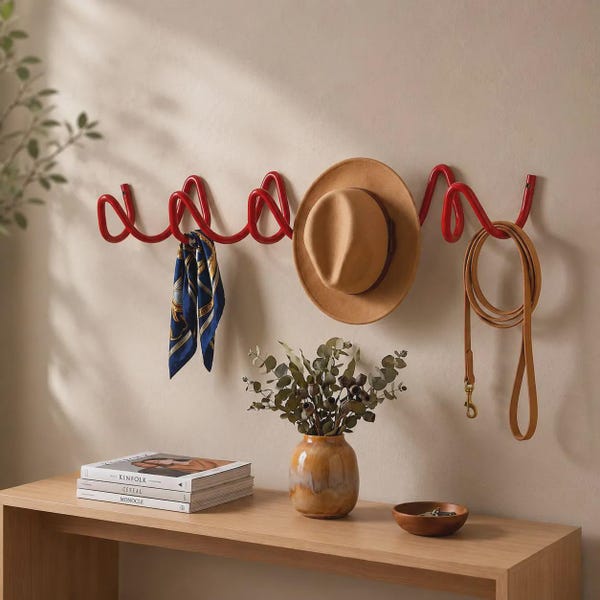 Wave Coat Rack, Wall Mounted Metal Hooks, Bauhaus Entryway Organizer, Scarf Bag Jewelry Hanger, Modern Home Decor