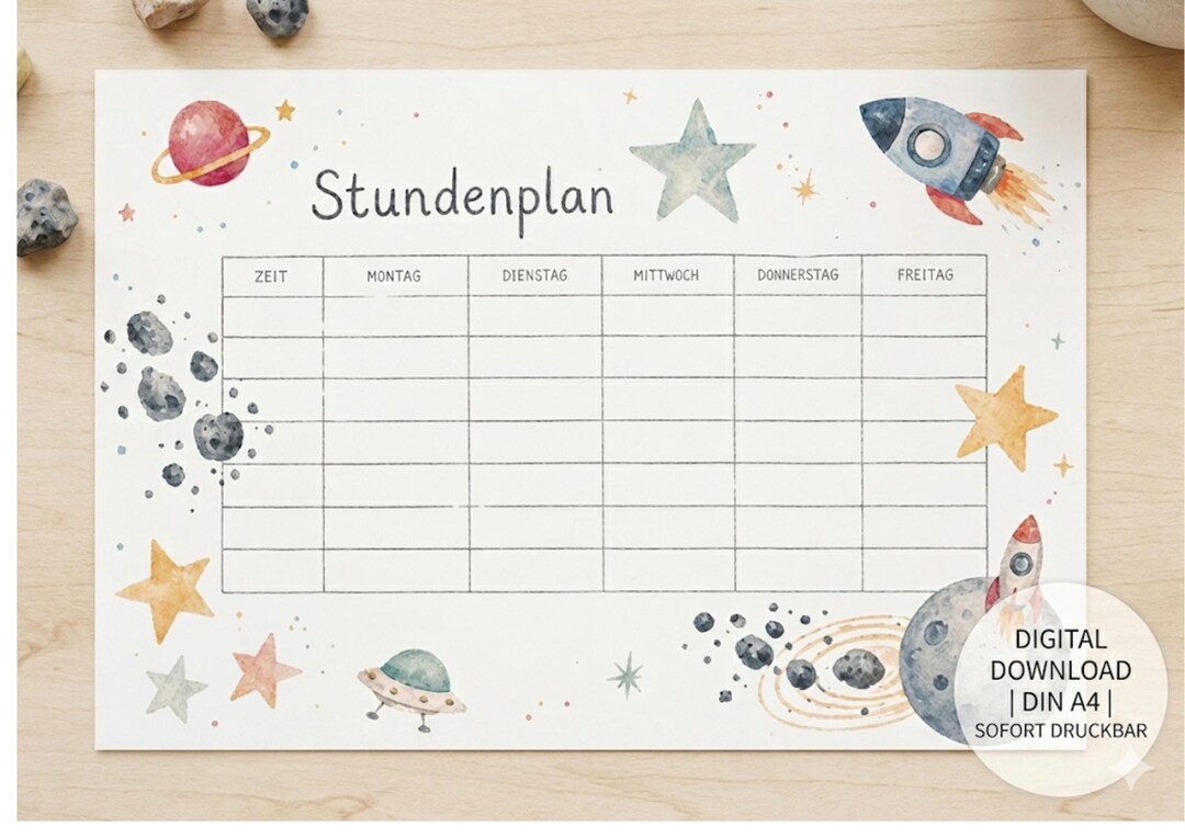 Printable Timetable, Downloadable Timetable, A4 Timetable, Printable ...
