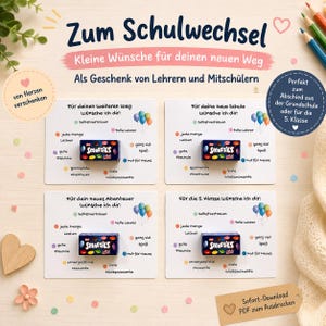 Abschied Grundschule Karte zum Ausdrucken | Geschenk für Mitschüler | Schulwechsel | Abschiedsgeschenk 4. Klasse | PDF Download