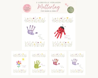 Modello per impronte di mani per la Festa della Mamma - Regalo fai da te per la Festa della Mamma per neonati e bambini - Modello stampabile per lavoretti - Regalo per la Festa della Mamma per mamma e nonna