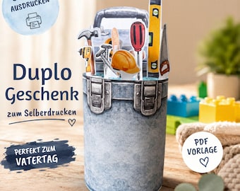 Duplo Banderole Geburtstag, Vorlage zum Ausdrucken, Geburtstagsgeschenk Papa & Opa, DIY Bastelidee, Digital Download, basteln mit Kindern