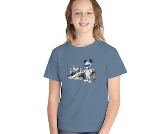 Komfortfarben Williams Formel 1 Jugend Micky Maus Crew Tee | Disney Cartoon Jugend T-Shirt