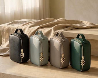 Echtleder Make-up Tasche, Pebbled Kosmetik Kulturbeutel, Reise Beauty Case