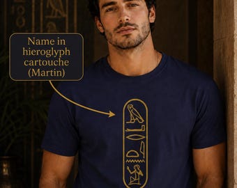 Custom Name Hieroglyph Cartouche T Shirt, Personalized Egyptian Tee, Ancient Egypt Unisex Top, Unique History Lover Birthday Gift