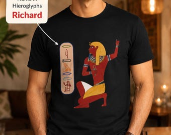 Personalized Hieroglyphic Name T Shirt, Ancient Egyptian Pharaoh Cartouche Tee, Custom Egyptology History Top, Ramesses Mythology Gift