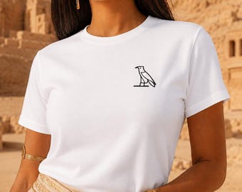 Egyptian Vulture Hieroglyph Minimalist T Shirt, Ancient Egypt Nekhbet Bird Graphic Tee, Unisex Egypt Mythology Top, History Lover Gift