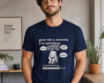 Lustiges Überdenken T-Shirt, Angst Humor Grafik T-Shirt, Mental Gesundheit Shirt, sarkastisches Introvertiertes Top, Spirale Neuheit Tshirt