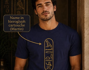 Benutzerdefinierte Name Hieroglyphe Kartusche T-Shirt, personalisierte ägyptische T-Shirt, altes Ägypten Unisex Top, einzigartiges Geschichtsliebhaber Geburtstagsgeschenk