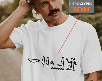 Personalisierte Hieroglyphe Name Shirt, Benutzerdefinierte alte ägyptische T-Shirt, Phonetische Transliteration Tshirt, Geschichtsliebhaber Top, Einzigartiges Unisex Geschenk