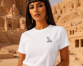 Ägyptische Geier Hieroglyphe Minimalist T-Shirt, altes Ägypten Nekhbet Vogel Grafik T-Shirt, Unisex Ägypten Mythologie Top, Geschichtsliebhaber Geschenk