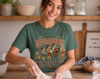 Lustiges Sauerteig-Homosapien-T-Shirt, Brot-Backen-T-Shirt, humorvolles Bäcker-Grafik-T-Shirt, Handwerker-Loaf-Liebhaber-Oberteil, Haus-Bäcker-Weihnachtsgeschenk