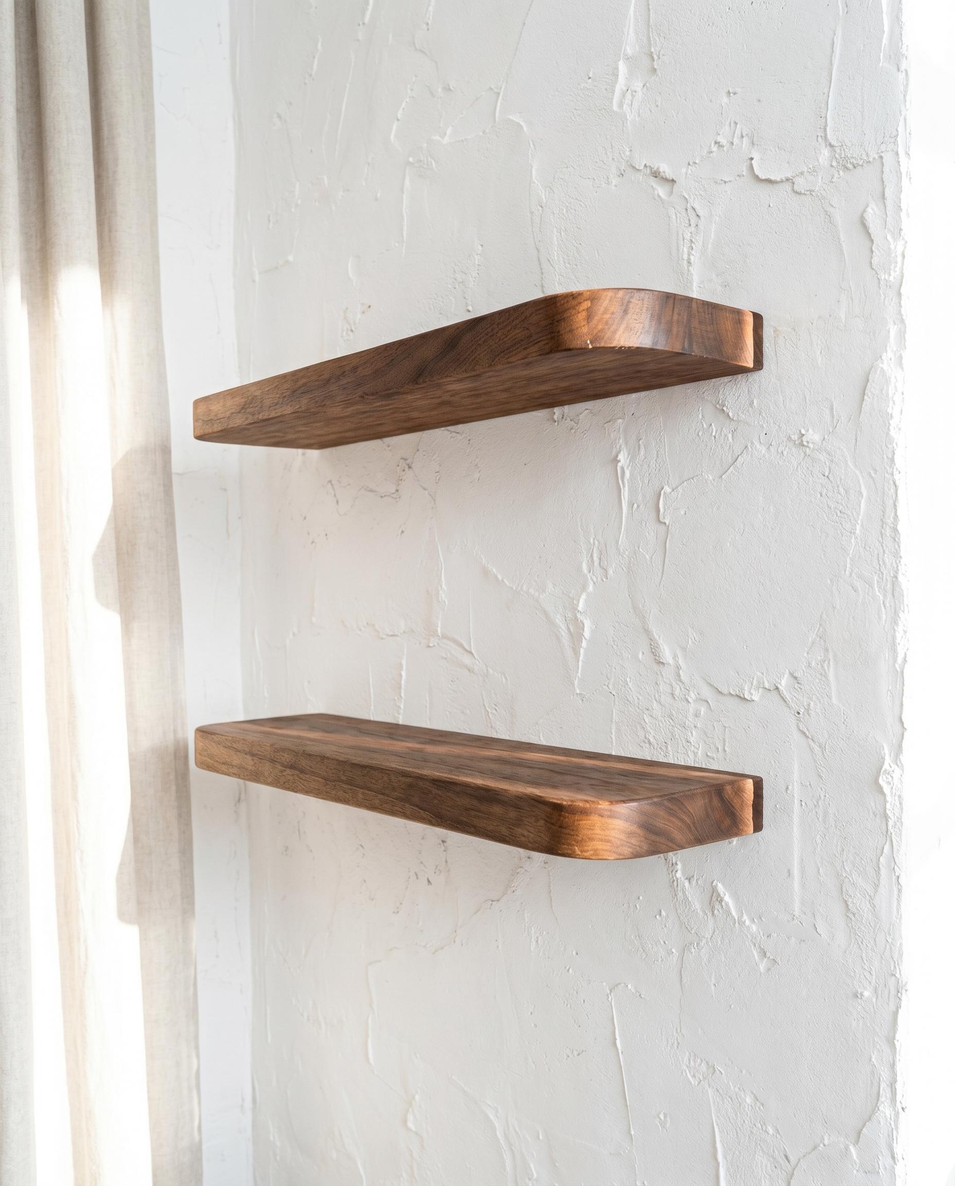 Premium Solid Wood Floating Shelf | Handcrafted Curved Wall Ledge ...