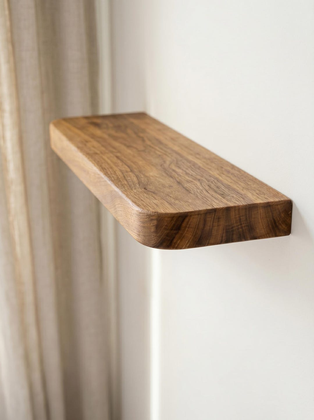 Handcrafted Floating Shelf Rounded Edge – Modern Wood Wall Decor and ...