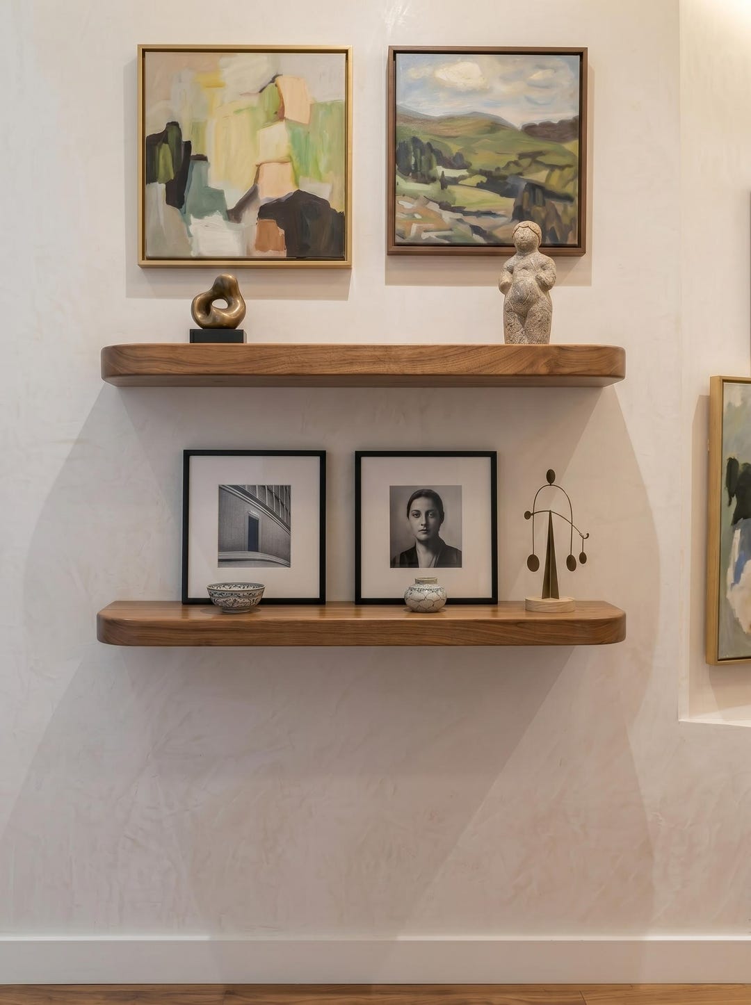 Premium Solid Wood Floating Shelf | Rounded Edges Wall Mounted Shelf ...