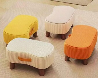 Otomana tapizada, taburete nórdico, banco para zapatos, taburete pequeño, asiento de entrada, reposapiés, muebles para sala de estar y dormitorio.