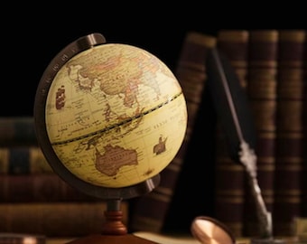 Globo terráqueo de madera vintage con soporte, estilo antiguo, mapa de la Tierra, decoración educativa para escritorio, globo clásico para el hogar, la oficina, el estudio, el aprendizaje de los niños, regalo