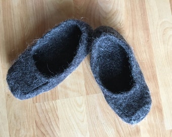 Hand Knit Felted Women's Slippers - Gray