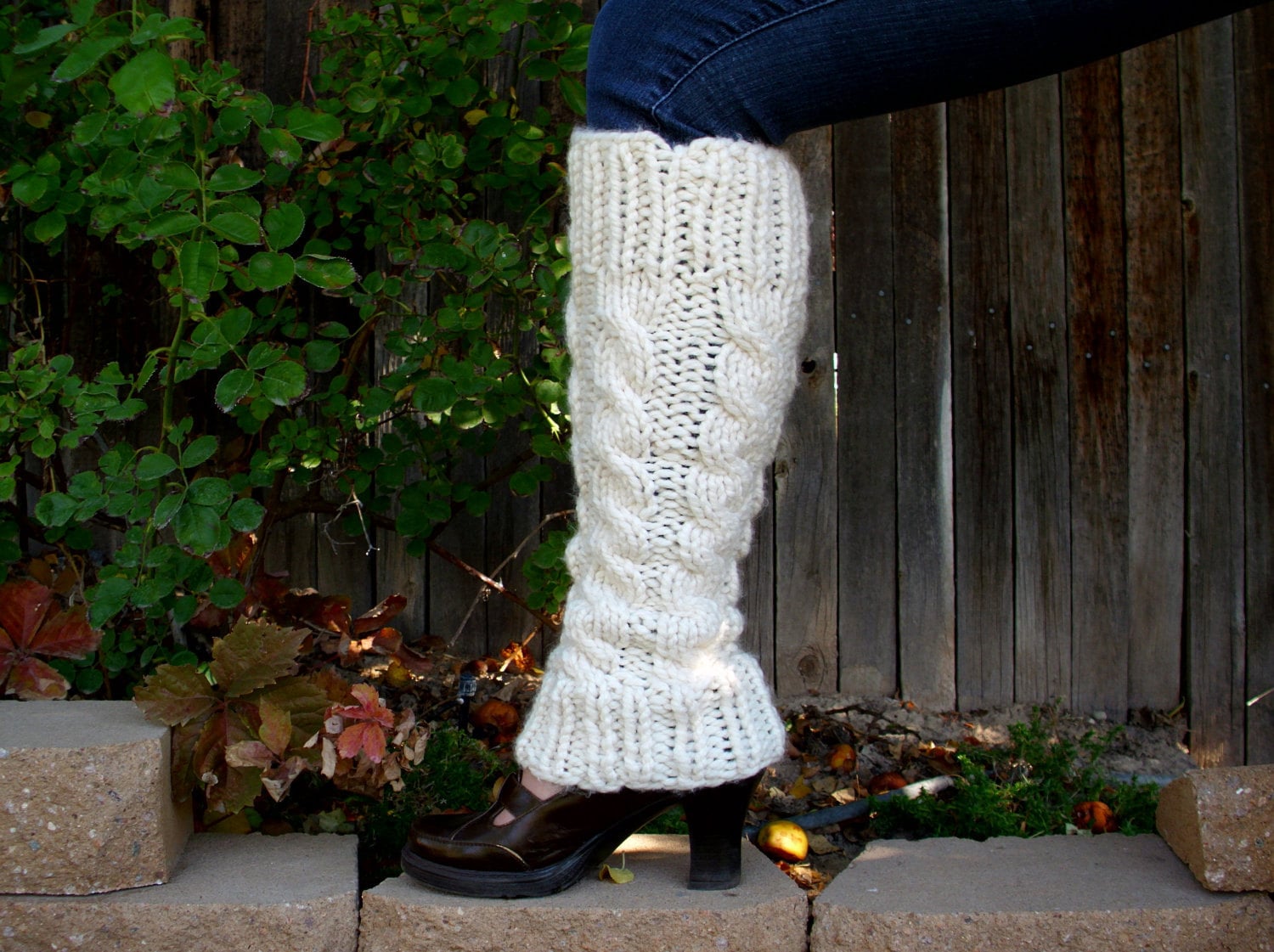 Leg Warmers Cream Knitted Leg Warmers Hand Knit Cabled Etsy