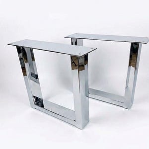 Kromade U-formade metallbordsben – 40 cm modern, kraftig möbelbas