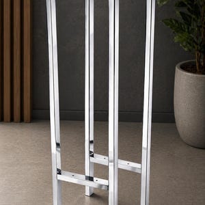 Modern Chrome Metal Table Legs – Minimalist Console Base, Polished Steel Furniture Legs