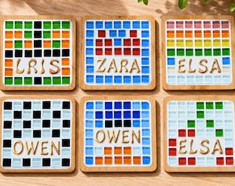 Personalized Custom Name DIY Mosaic Coaster Kit, Adult Craft Kit for Beginners, Unique Handmade Drink Coaster Gift