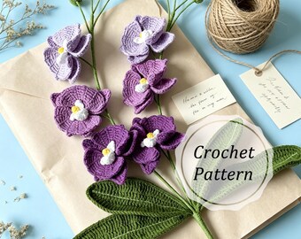 Crochet Orchid Pattern PDF Crochet Flower Bouquet Tutorial Phalaenopsis Orchid Amigurumi Pattern Fake Plant Home Decor