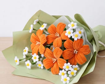 Pipe Cleaner Flower DIY Tutorial PDF & Video | Pipe Cleaner Bouquet Craft Pattern