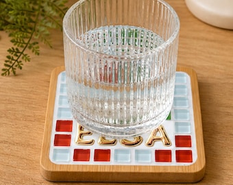Personalized Custom Name DIY Mosaic Coaster Kit in 6 Colors Craft Kit for Adults Unique DIY Coaster Making Set
