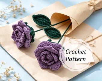 Crochet Rose Tutorial PDF, Easy Flower Bouquet Pattern for Beginners, DIY Gift for Plant Lovers