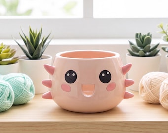 Axolotl Yarn Bowl Resin Yarn Holder for Crochet Knitting Organizer Custom Engraved Gift for Knitters