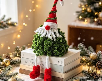 Pipe Cleaner Santa Video Tutorial, DIY Christmas Decor, Red and Green Chenille Shelf Sitter, Holiday Gift Making