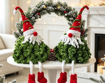 Pipe Cleaner Santa Video Tutorial, DIY Christmas Decor, Red and Green Chenille Shelf Sitter, Holiday Gift Making