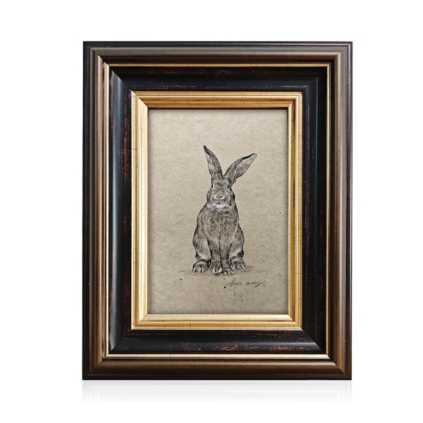 Vintage Hare Pencil Sketch | Hand Drawn Rabbit Art, Rustic Farmhouse Decor