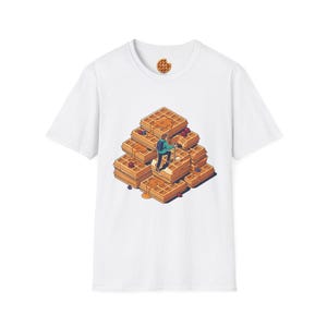 Quirky Waffle Stack T-Shirt | Foodie Breakfast Illustration Tee image 2