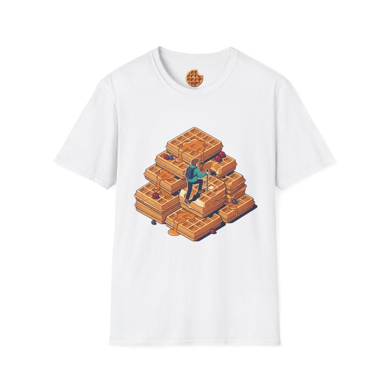 Quirky Waffle Stack T-Shirt | Foodie Breakfast Illustration Tee image 2