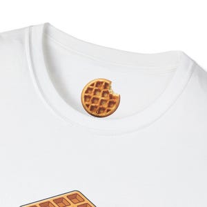 Quirky Waffle Stack T-Shirt | Foodie Breakfast Illustration Tee image 4