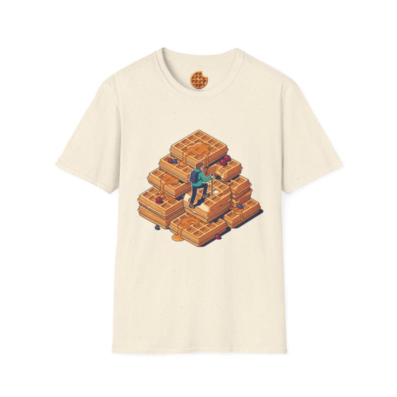 Quirky Waffle Stack T-Shirt | Foodie Breakfast Illustration Tee image 10