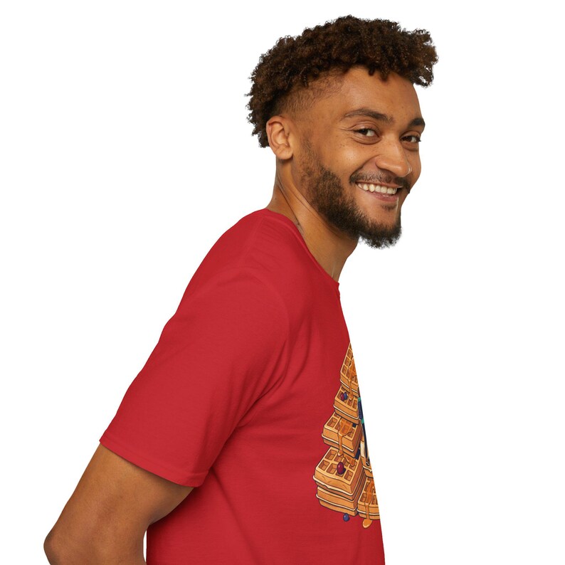 Quirky Waffle Stack T-Shirt | Foodie Breakfast Illustration Tee image 19