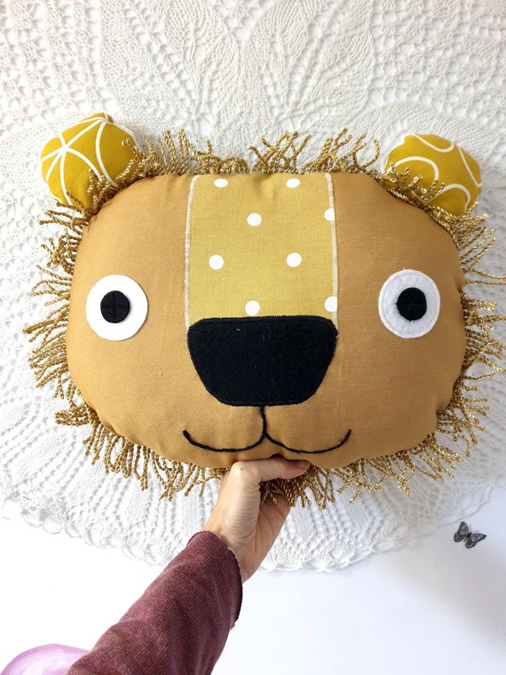 Yellow Lion Pillow, Animal Pillow, Lion Cushion, Jungle Nursery, Safari  Home Decor Animal Cushion Lion Decor safari, Kids Toy