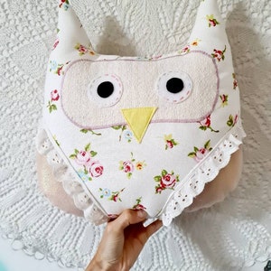 Nursery decor, owl presents, owl cushion, bird gifts, floral pillows, floral decor, Laura Ashley interiors, gifts for women, girls bedroom image 1