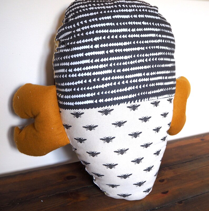 Bumble Bee Toy honey bee bee soft toy Large Bee cushion nursery soft toy bee gift bee plushie garden toy Bee Toy woodland toy