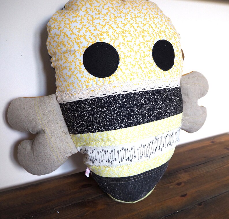Bumble Bee Toy honey bee bee soft toy Large Bee cushion nursery soft toy bee gift bee plushie garden toy Bee Toy woodland toy