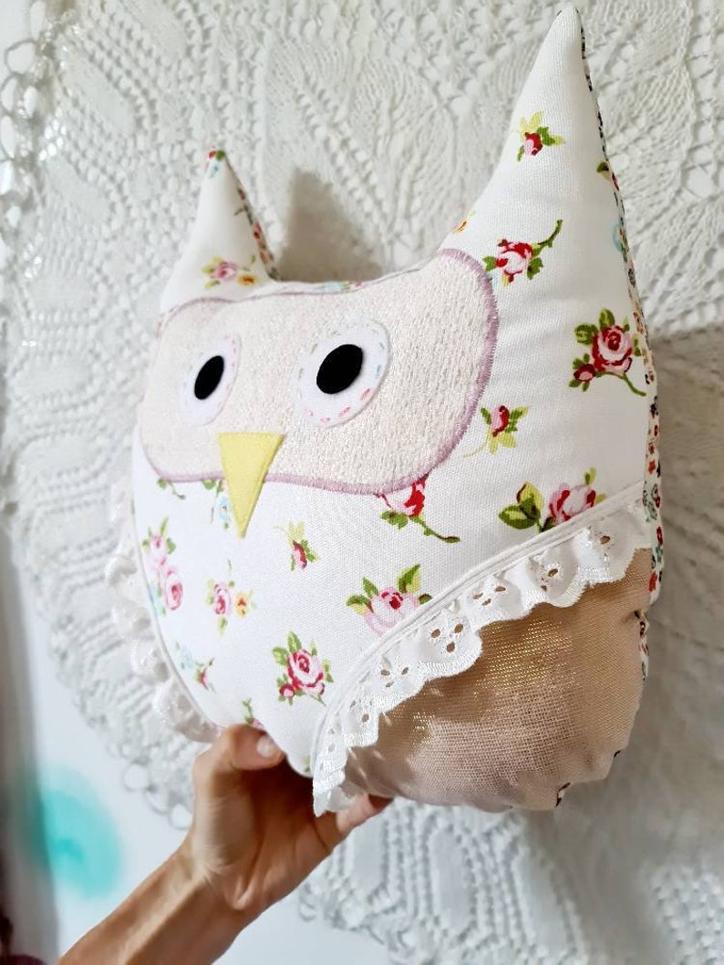 Nursery decor, owl presents, owl cushion, bird gifts, floral pillows, floral decor, Laura Ashley interiors, gifts for women, girls bedroom image 3