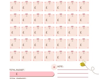 Pink Savings Challenge Digital Download Budget Tracker