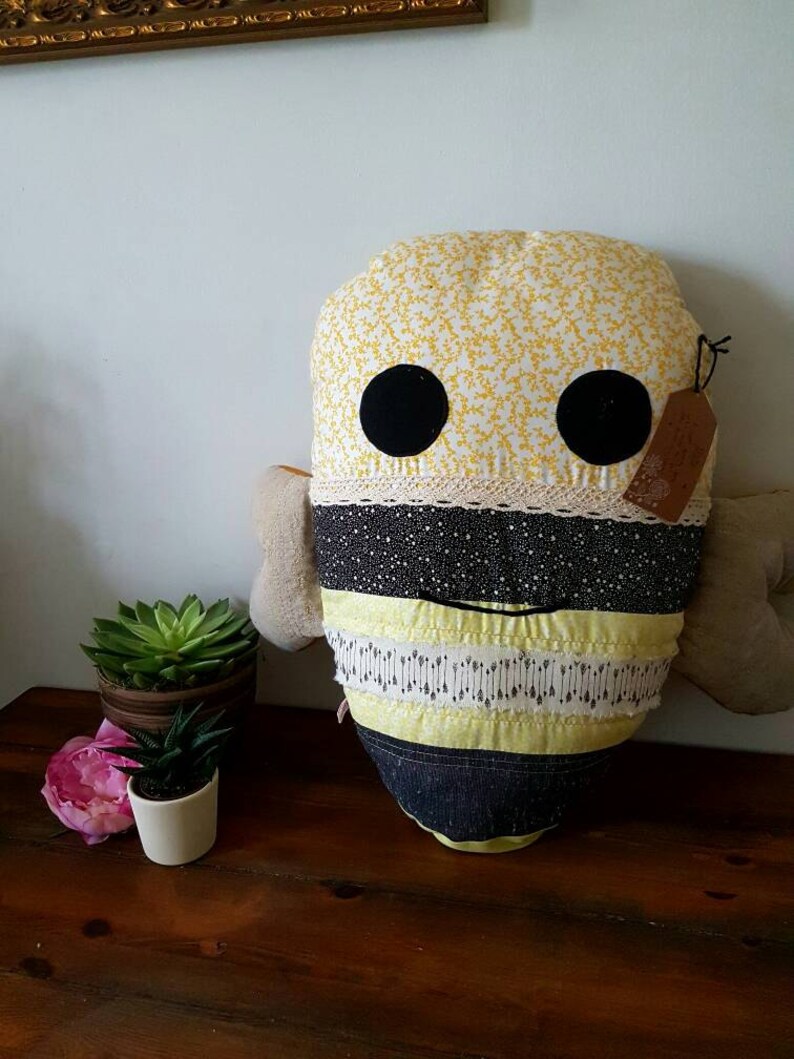Bumble Bee Toy honey bee bee soft toy Large Bee cushion nursery soft toy bee gift bee plushie garden toy Bee Toy woodland toy