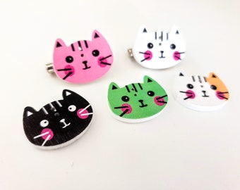 Cat pins, cat brooch, cat badge, cat Jewellery. Cat lady broach. Cute cat lapel pin. Kitsch kitten cat floral cat FOR SALE