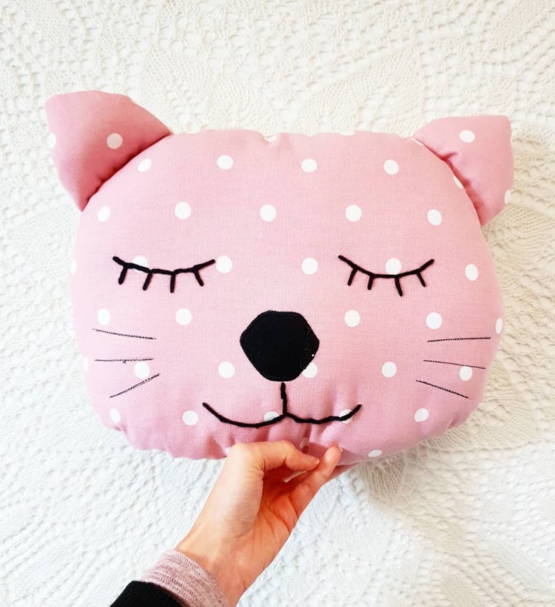 Cat Cushion, Pink Pillow, Cat Cushion, Throw Pillow, Kitten Pillow, Cat Lover Gift, Home Decor, Cat Decor, Animal items image 1