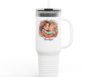 Taza térmica de viaje para madre e hija "Agradecidas juntas" / Vaso de 40 oz