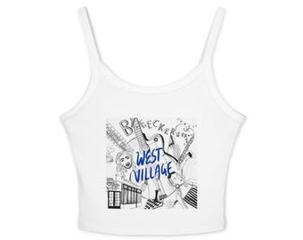 West Village Collage Illustration Tank Top | New York City Graphic Crop Top